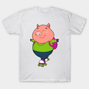 Pig at Inline skating with Roller skates T-Shirt